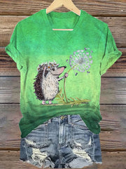 Damen Igel Pusteblume Casual T-Shirt