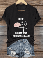 “Hier! Dir ist was runtergefallen!” Damen-T-Shirt mit V-Ausschnitt