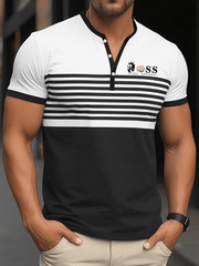 Modisches Henley-T-Shirt mit Buchstaben-Print für Herren