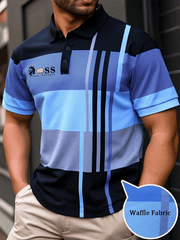 Modisches, bedrucktes Kurzarm-shirt aus Waffelstoff für Herren