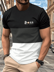 Lässiges T-Shirt mit Rundhalsausschnitt und modischem Aufdruck für Herren