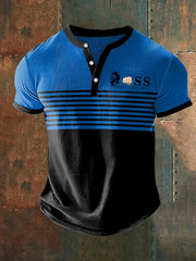 Business Casual Henley-Hemd mit Waffelmuster in Kontrastfarbe für Herren