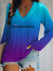 “Unique” women’s V-neck T-shirt.