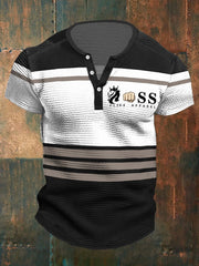 Business Casual Henley-Hemd mit Waffelmuster in Kontrastfarbe für Herren