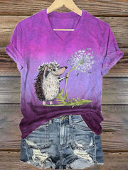 Damen Igel Pusteblume Casual T-Shirt