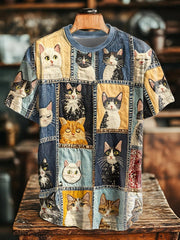 Unisex Katze Kunstdruck T-Shirt