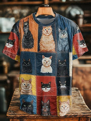 Unisex Katze Kunstdruck T-Shirt