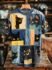 Unisex Katze Kunstdruck T-Shirt