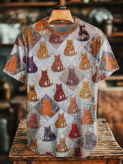 Unisex Katze Kunstdruck T-Shirt