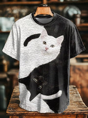 Unisex Nähen Katze Kunstdruck T-Shirt