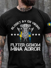Herren Sweden Viking Style Bedrucktes T-Shirt