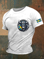 Bedrucktes T-Shirt der Schweden-Wikinger-Flagge für Männer