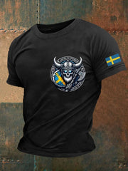 Bedrucktes T-Shirt der Schweden-Wikinger-Flagge für Männer