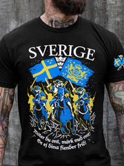 Herren Sweden Viking Style Bedrucktes T-Shirt