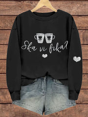 Frauen Schweden Lustig Wir haben Kaffee Fika Bedrucktes Sweatshirt