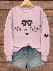 Frauen Schweden Lustig Wir haben Kaffee Fika Bedrucktes Sweatshirt