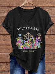 Frauen Schweden Midsommar bedrucktes T-Shirt