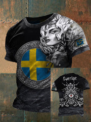 Herren Sweden Viking Style Bedrucktes T-Shirt