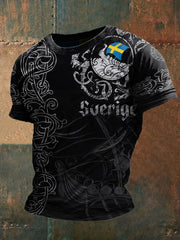 Herren Sweden Viking Style Bedrucktes T-Shirt