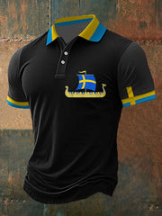 Herren Sweden Viking Style Bedrucktes -Shirt