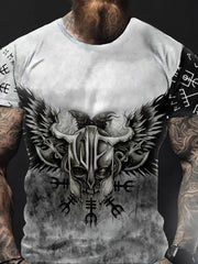 Herren Viking Style Odin Ravens & Vegvisir Bedrucktes T-Shirt