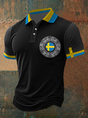 Herren Sweden Viking Style Bedrucktes -Shirt