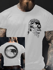 Herren Viking Style Odin & Wolf Bedrucktes T- Shirt