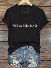 Women's 8647FDT Hands Off Resist Vive Le Resistance Printed T-shirt
