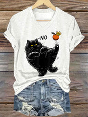 Women's 8647FDT Hands Off Resist Funny Cat Printed T-shirt