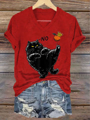 Women's 8647FDT Hands Off Resist Funny Cat Printed T-shirt