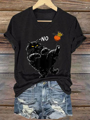 Women's 8647FDT Hands Off Resist Funny Cat Printed T-shirt