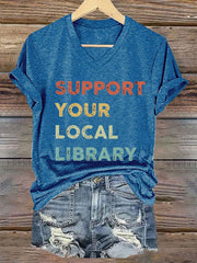 Women's Support Your Local Library Tee