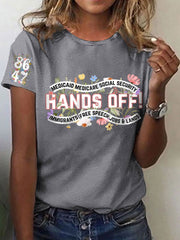 Women's Hands Off 8647 Floral Printed Short Sleeve T-Shirt
