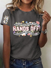 Women's Hands Off 8647 Floral Printed Short Sleeve T-Shirt