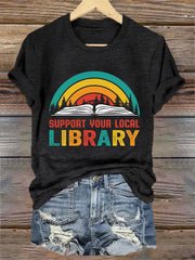 Women's Support Your Local Library Tee