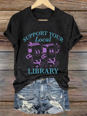 Women's Support Your Local Library Tee