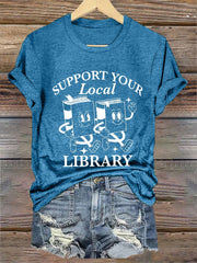 Women's Support Your Local Library Tee