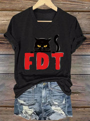 Women's Black Cat FDT(Foxtrot Delta Tango) Casual V-Neck Tee