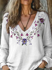 Damen-Alzheimer-T-Shirt mit V-Ausschnitt und langen Ärmeln