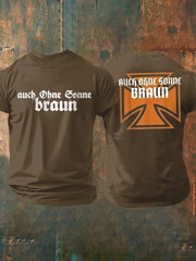 Männer Auch ohne Sonne braun bedrucktes Kurzarm-T-Shirt