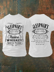 Herren Du Trinkst Ein Bier Ich Einen Whisky Bedrucktes Kurzarm T-Shirt