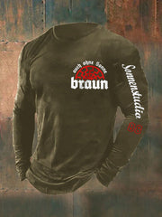 Herren Auch Ohne Sonne Braun 88 Bedrucktes Langarm T-Shirt