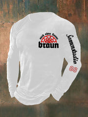 Herren Auch Ohne Sonne Braun 88 Bedrucktes Langarm T-Shirt