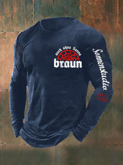 Herren Auch Ohne Sonne Braun 88 Bedrucktes Langarm T-Shirt