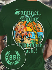Sommer Sonne Wikinger bedrucktes Kurzarm-T-Shirt für Männer