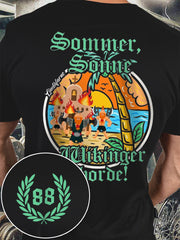 Sommer Sonne Wikinger bedrucktes Kurzarm-T-Shirt für Männer