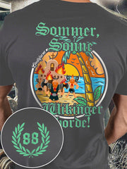 Sommer Sonne Wikinger bedrucktes Kurzarm-T-Shirt für Männer
