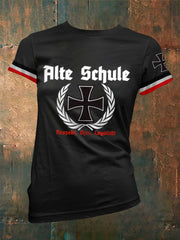 Kurzarm T-Shirt mit Aufdruck für Damen Alte Schule