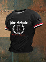 Bedrucktes Kurzarm-T-Shirt für Männer Alte Schule