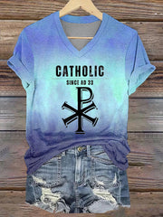 Women's Roman Catholic Traditionalist Papal V-neck T-shirt